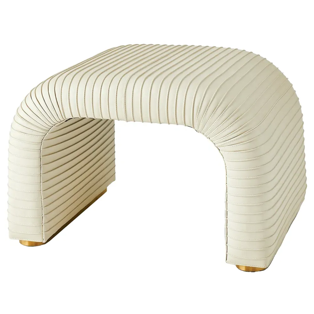 Micah Leather Stool - White image