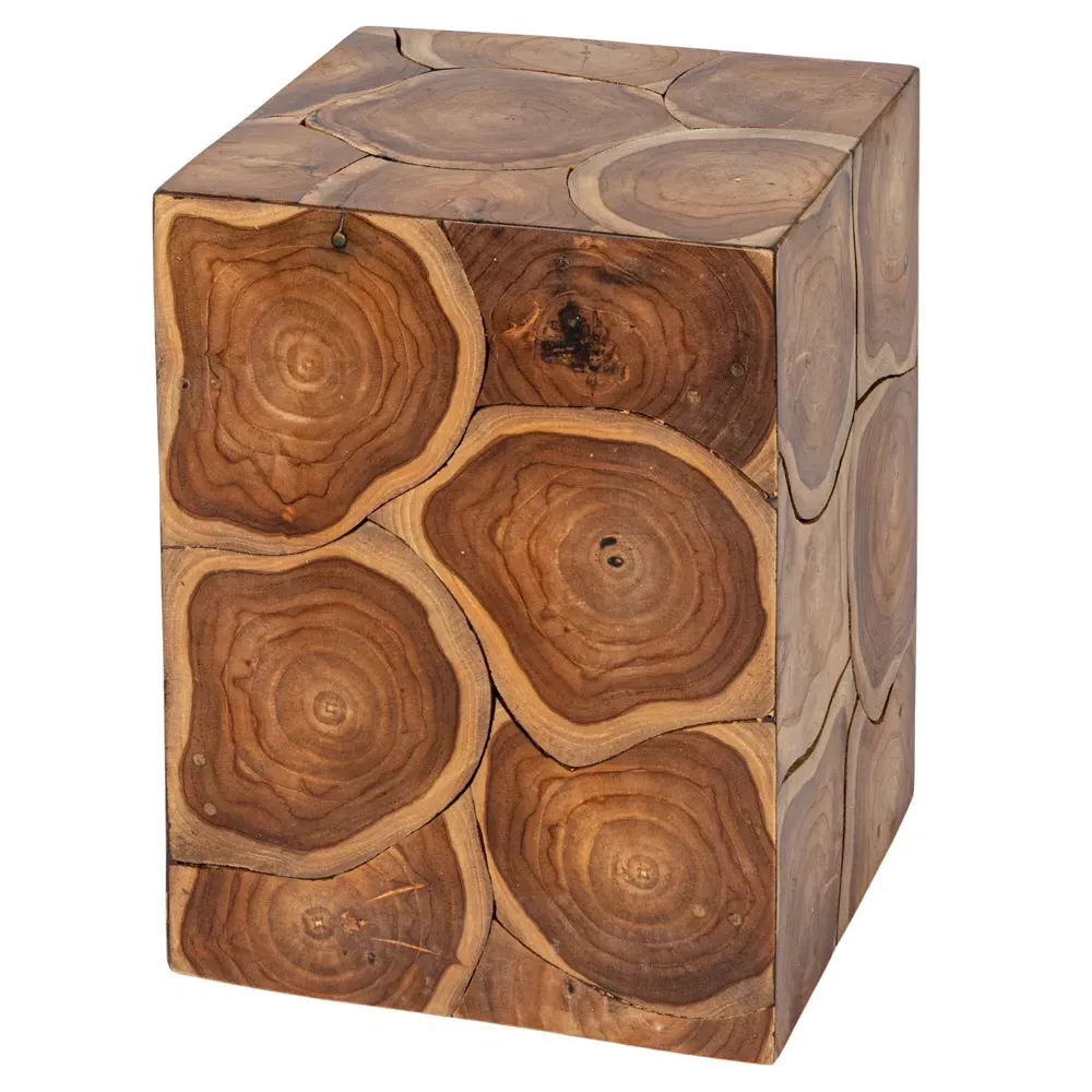 Micah Teak Root Block End Table - Brown