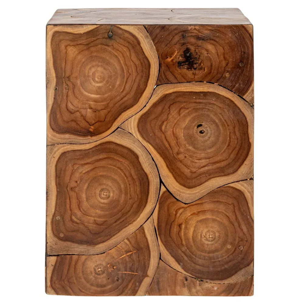 Micah Teak Root Block End Table - Brown