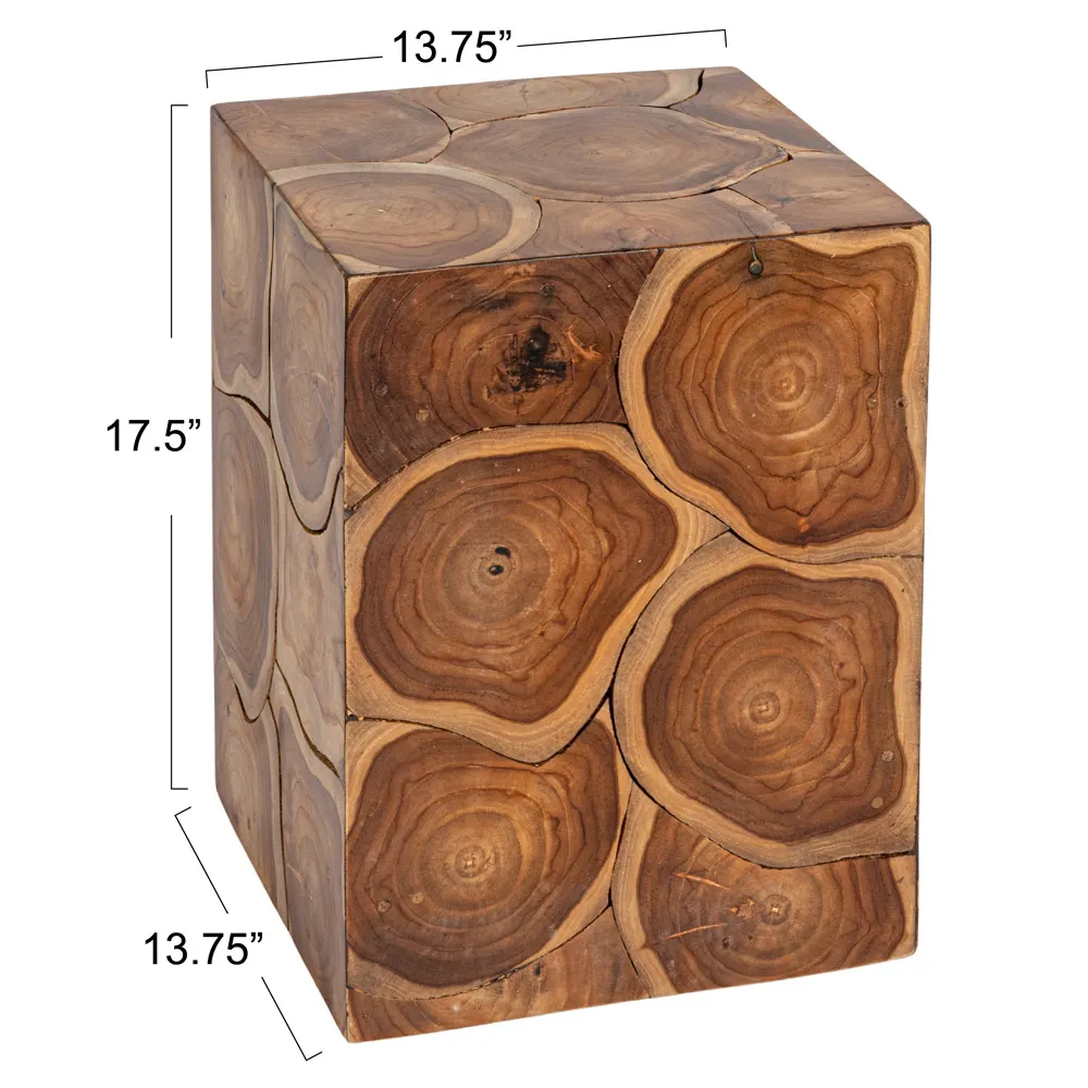 Micah Teak Root Block End Table - Brown