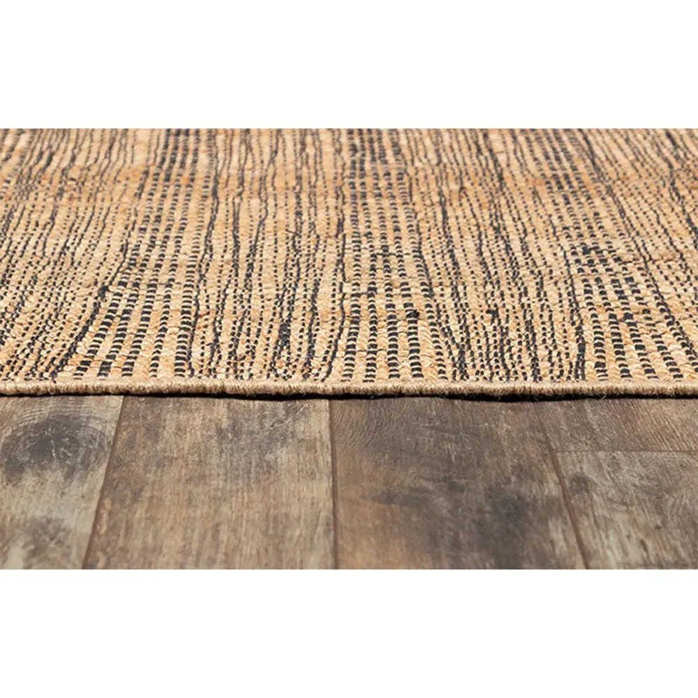 Mican Stripe Patterned Jute Rug - Natural