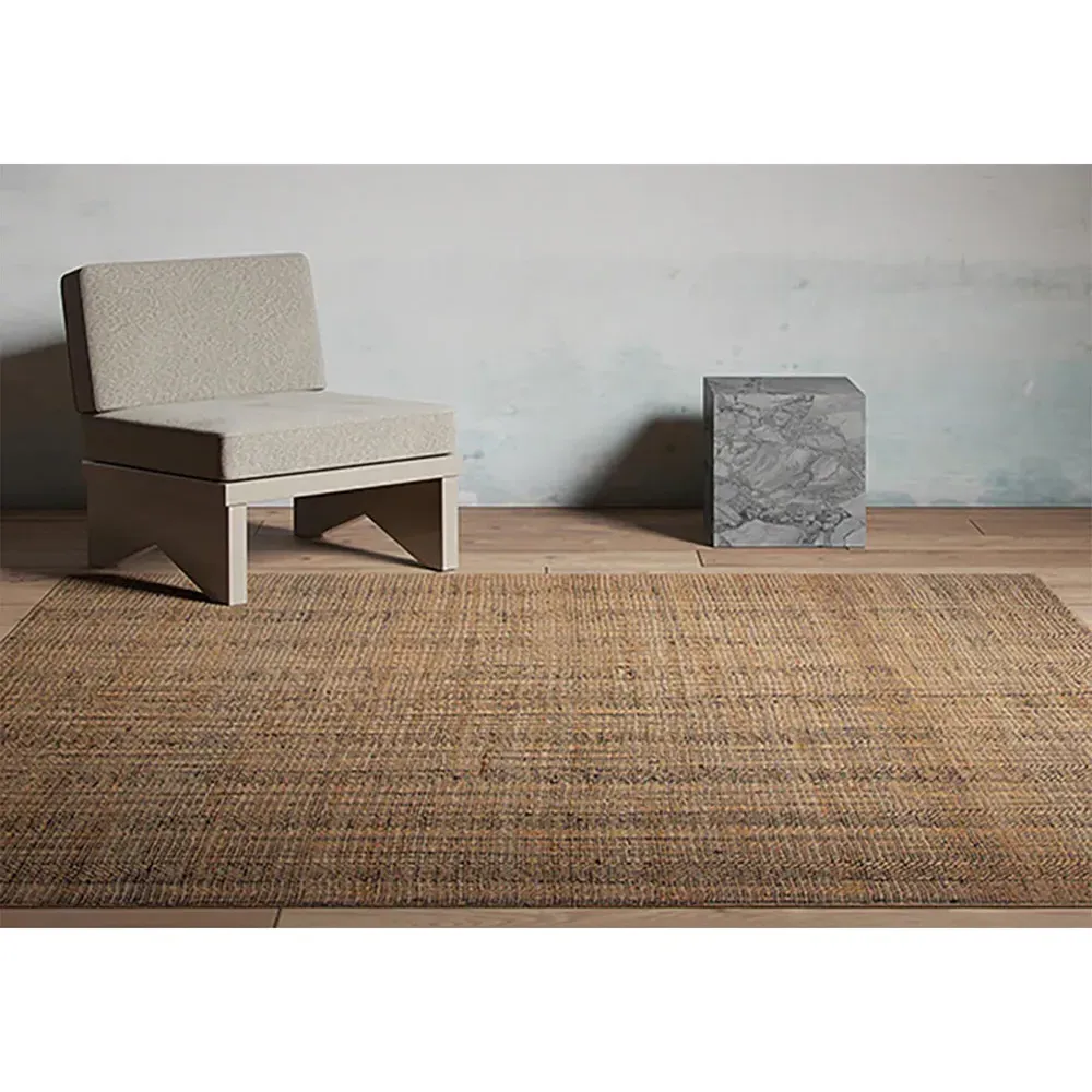 Mican Stripe Patterned Jute Rug - Natural