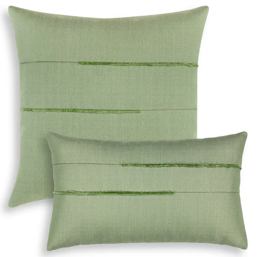 Micro Fringe Coastal Square Throw Pillow - Green