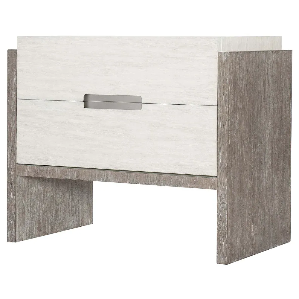 Miguel Nightstand with Soft-Closing Drawers - White, Acacia Wood