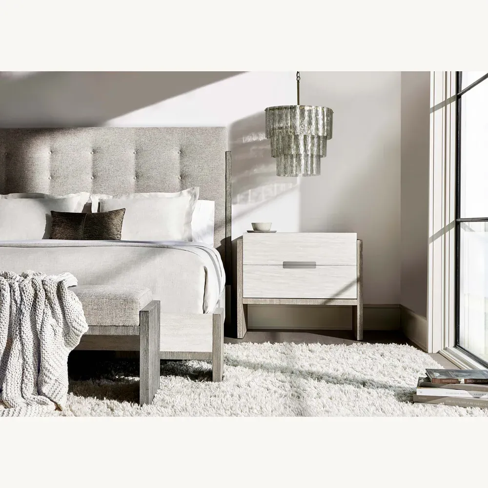 Miguel Nightstand with Soft-Closing Drawers - White, Acacia Wood