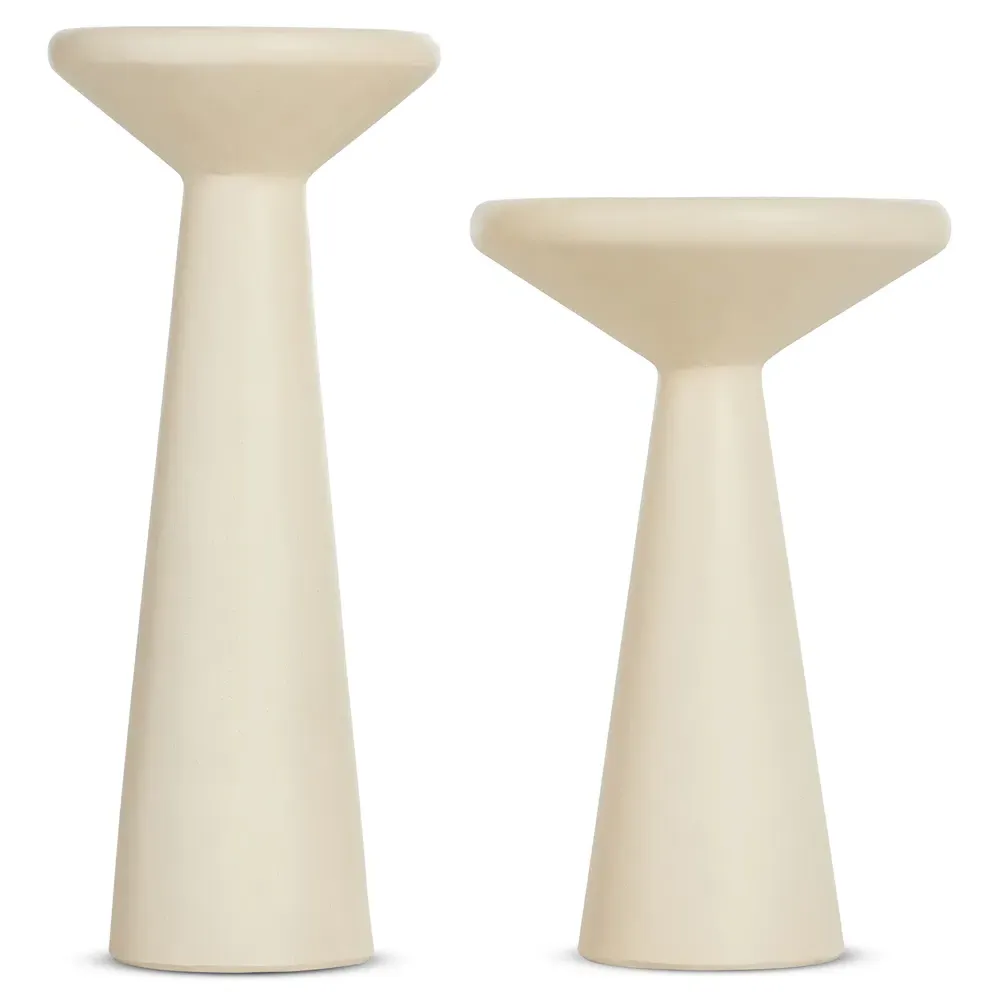 Mika Industrial Bazaar Pedestal Accent Tables Set - Beige, Concrete