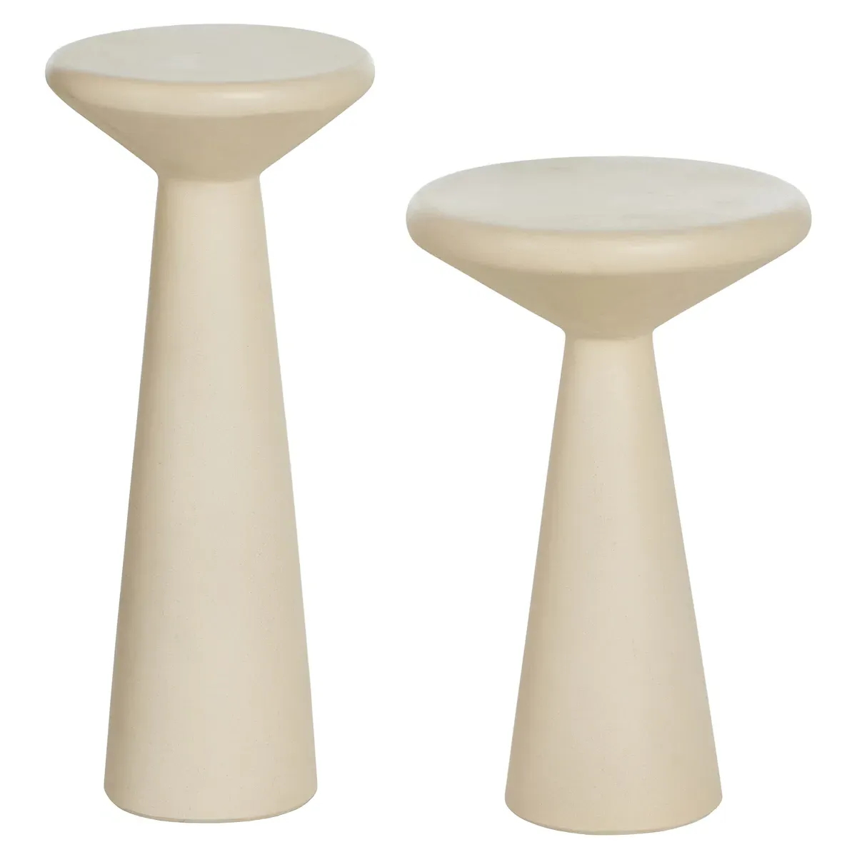 Mika Industrial Bazaar Pedestal Accent Tables Set - Beige, Concrete image