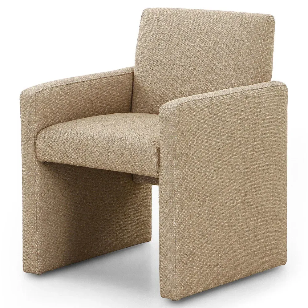 Mika Mid Century Dining Arm Chair - Dark Beige