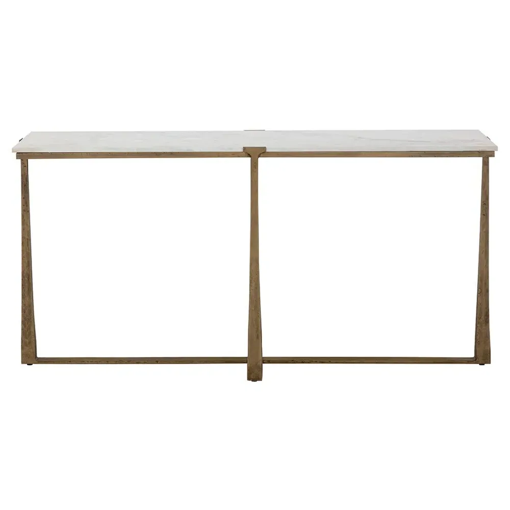 Mikayla Rectangular Console Table - White, Marble image