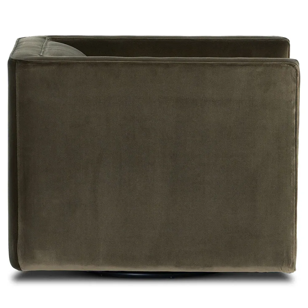Miko Swivel Chair - Olive Green, Velvet