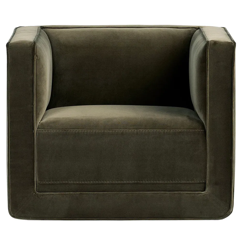 Miko Swivel Chair - Olive Green, Velvet