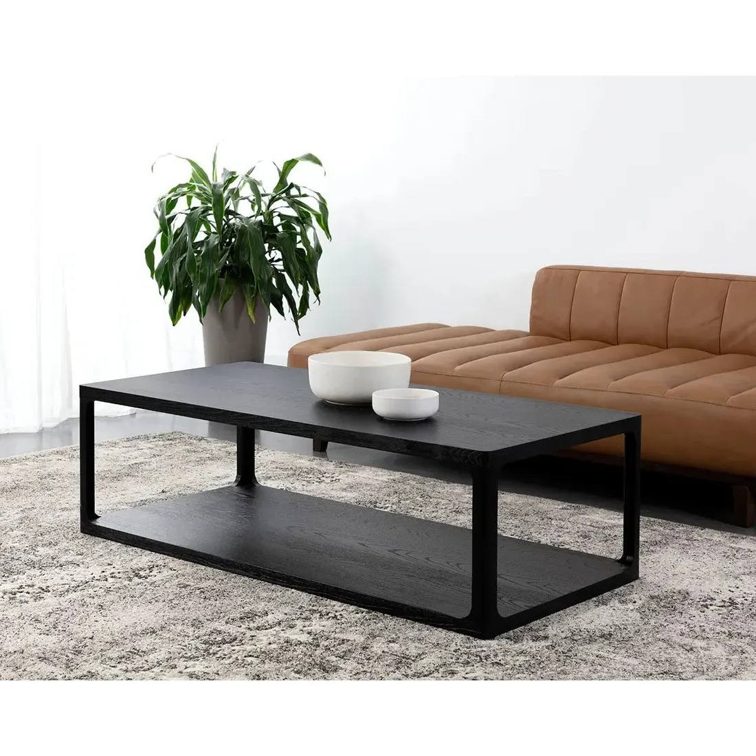 Miku Rectangular Coffee Table - Black, Oak