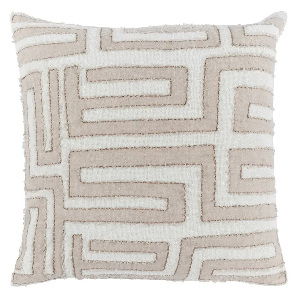 Mila Embroidered Throw Pillow - Natural, Cotton