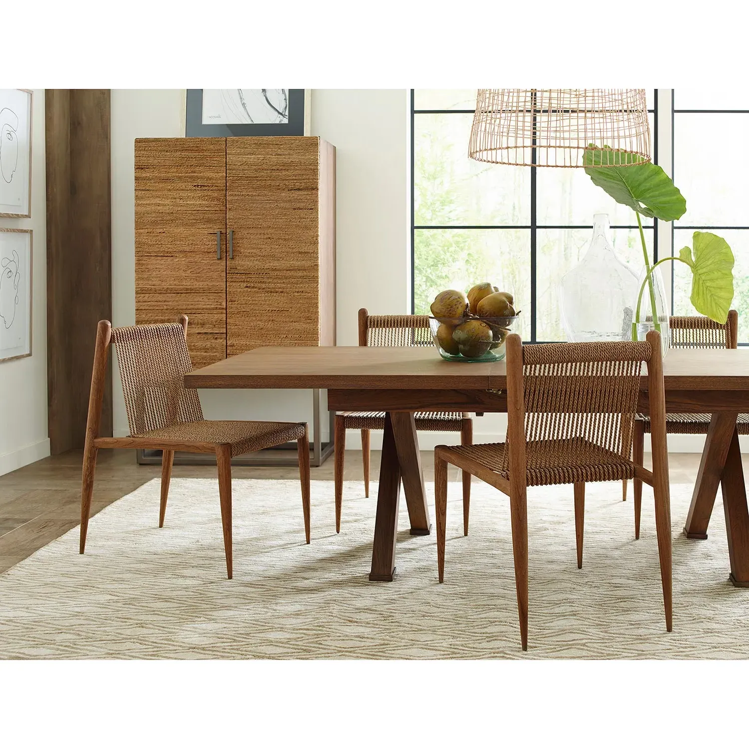 Milan Woven Rope Dining Side Chair - Brown, Teak