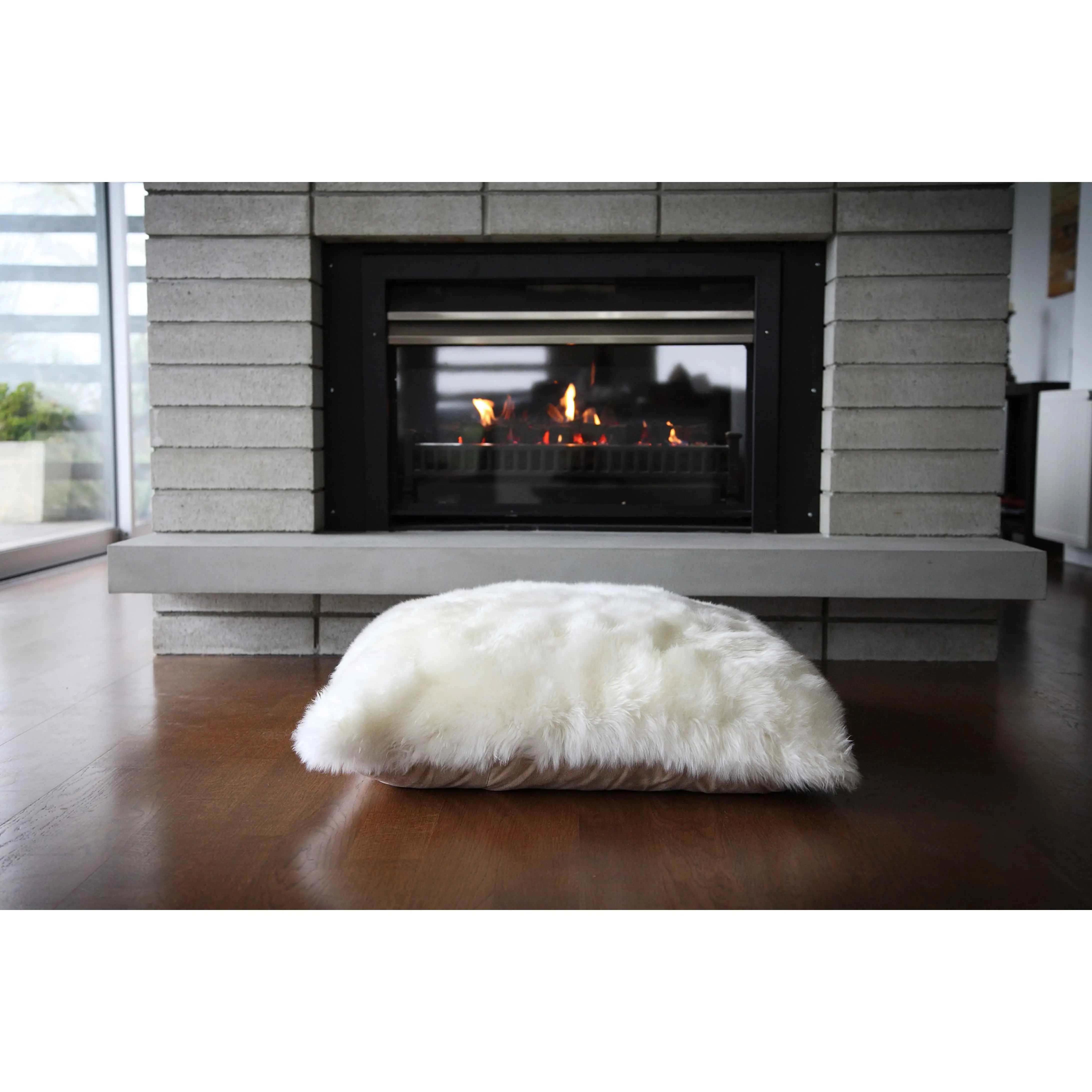 Mildred Square Floor Pillow - Ivory, Wool