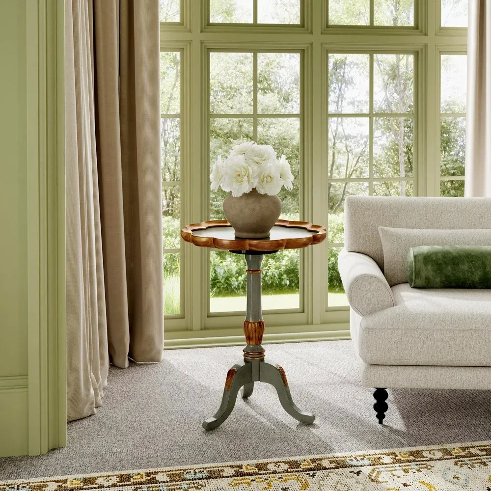 Milena Round Side Table - Green, Wood