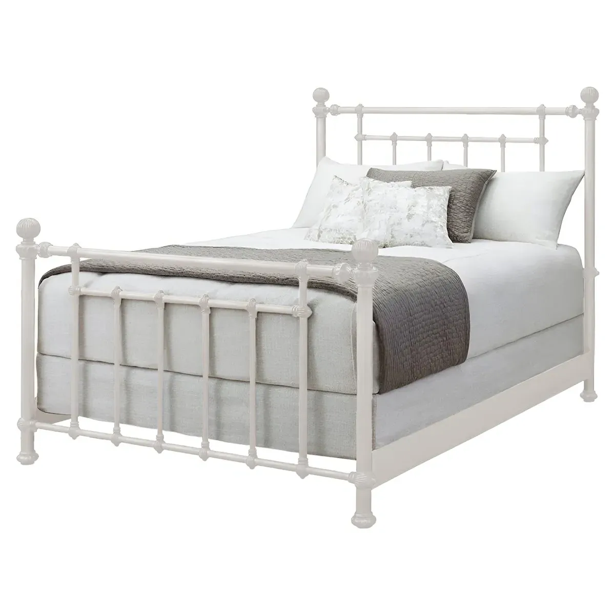 Mileva California King Size Bed Frame - Matte White, Iron