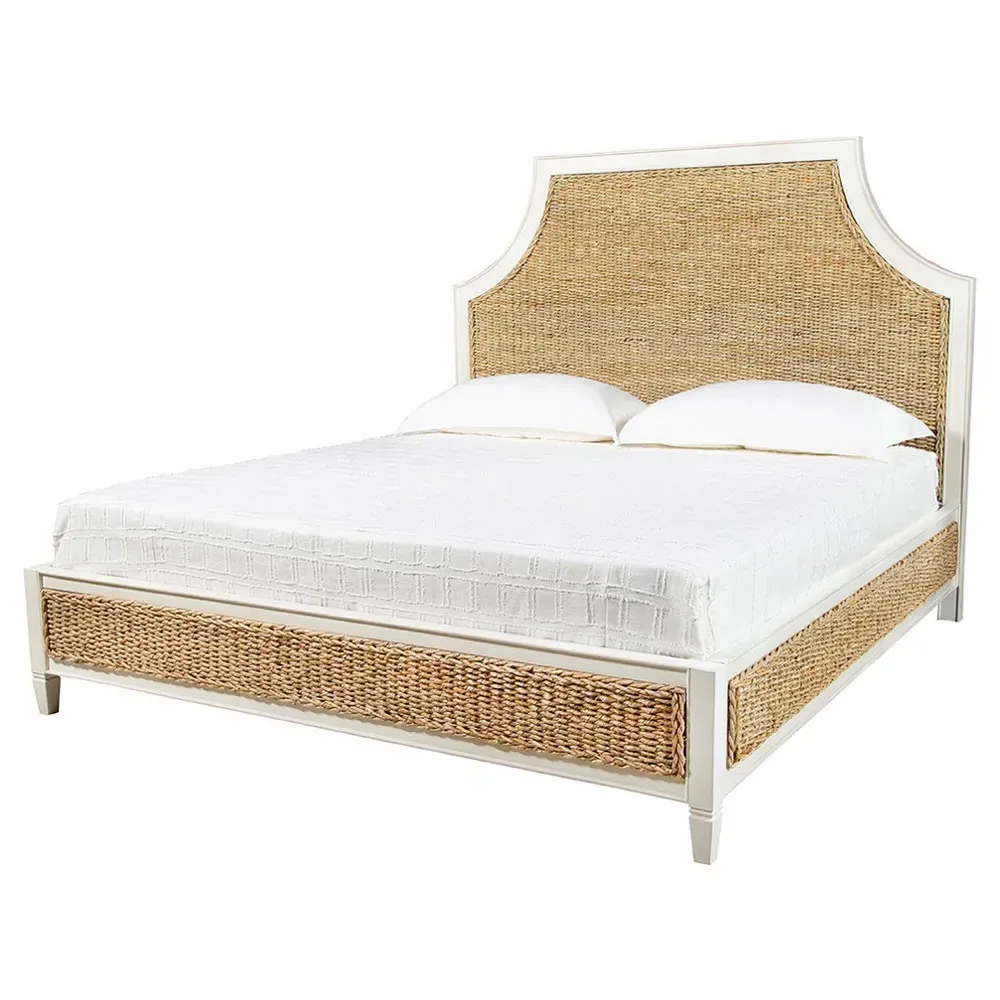 Millet King Size Bed - Cream, Mahogany