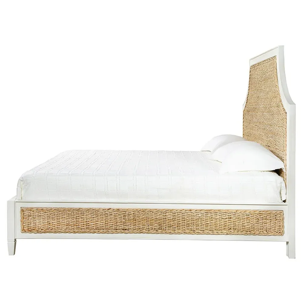 Millet King Size Bed - Cream, Mahogany