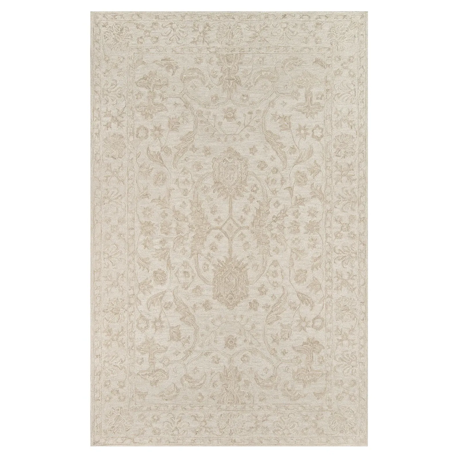 Millie Oriental Patterned Rug - Beige, Wool image