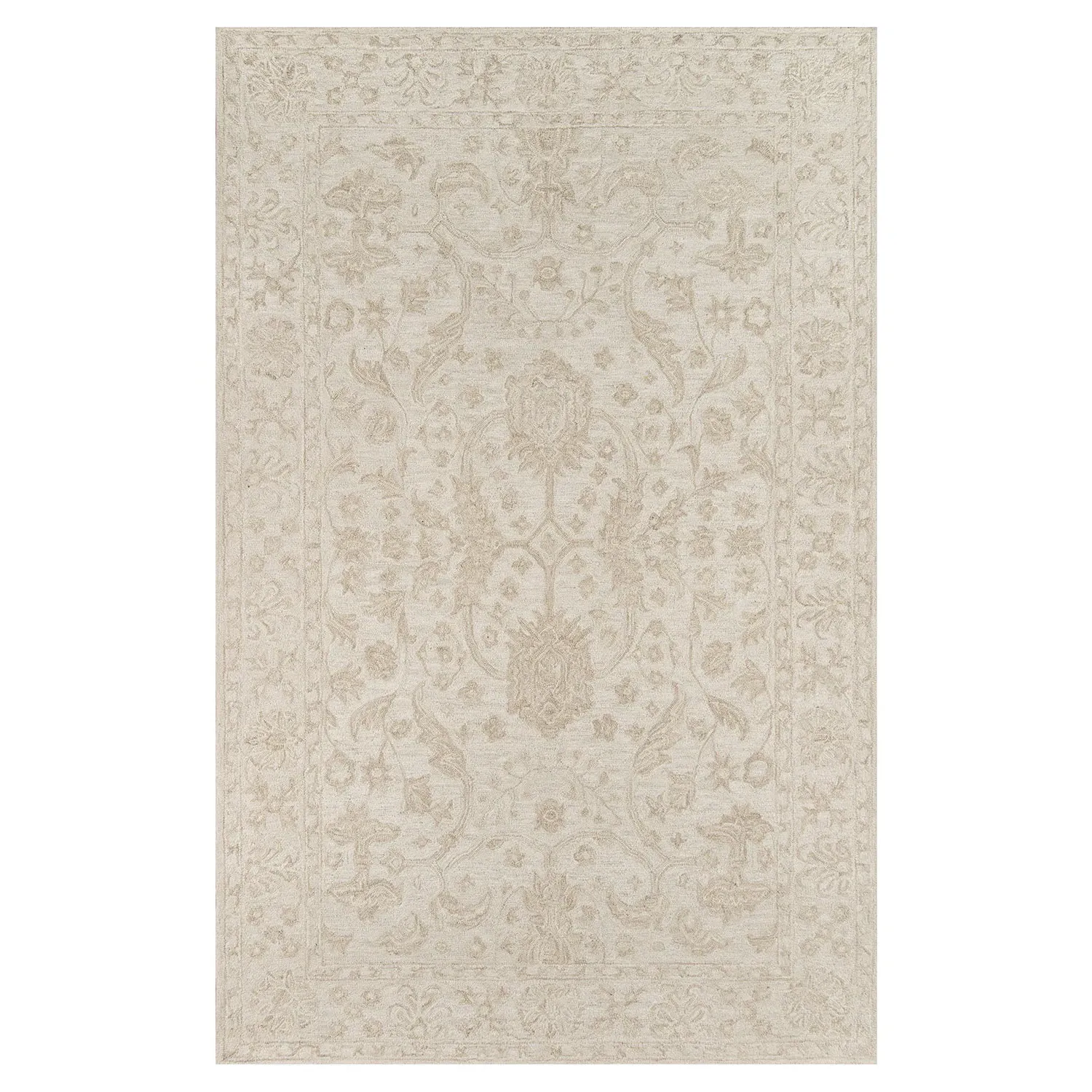 Millie Oriental Patterned Rug - Beige, Wool