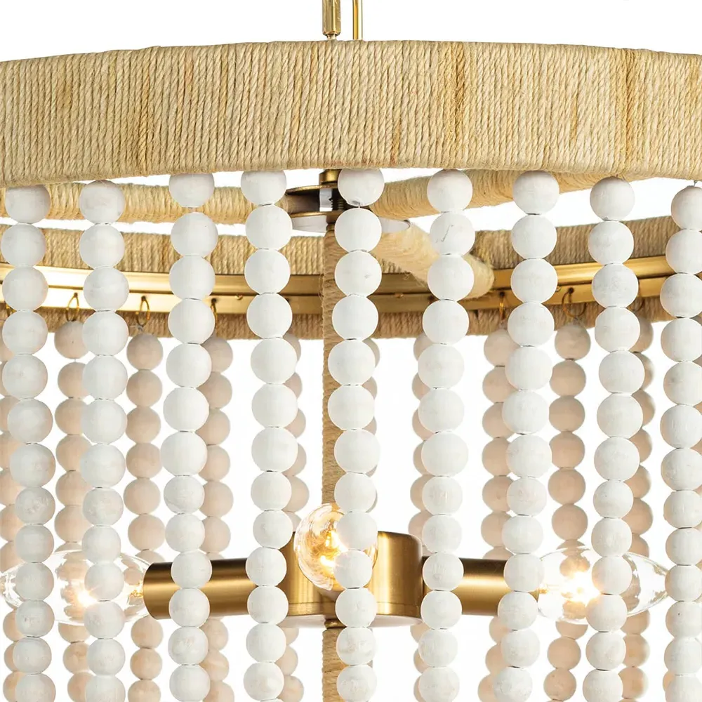 Milos 3 Light Chandelier - White, Rattan
