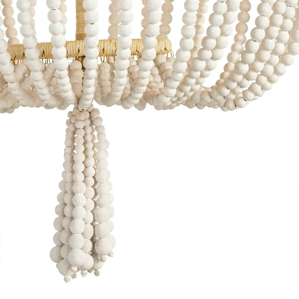 Milos 3 Light Chandelier - White, Rattan