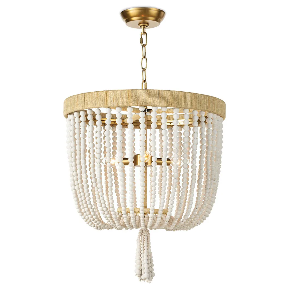 Milos 3 Light Chandelier - White, Rattan image