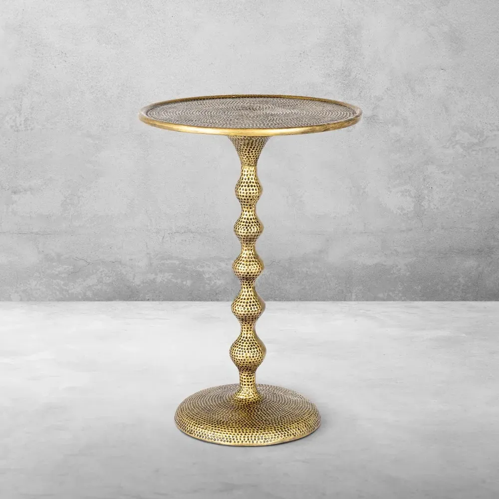 Milton Round End Table - Antique Brass, Aluminum