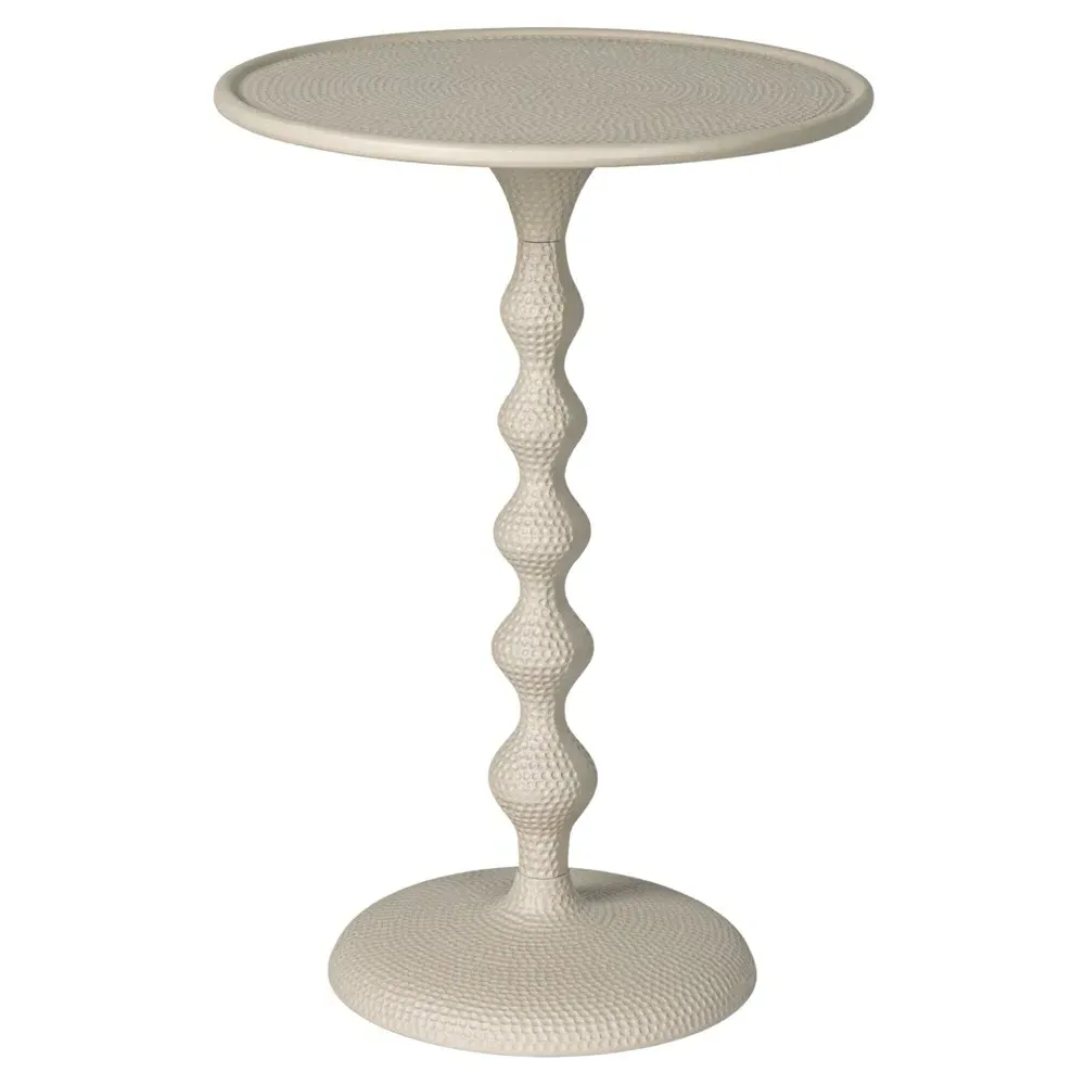 Milton Round End Table - White, Aluminum