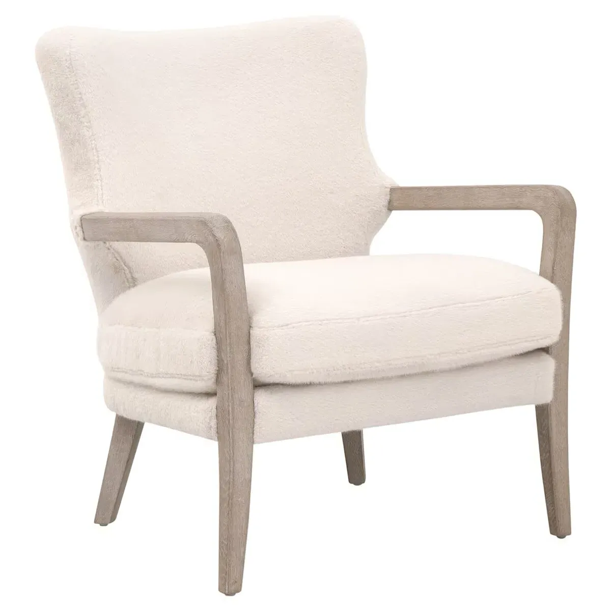 Milvi Upholstered Arm Chair - Cream, Oak Wood