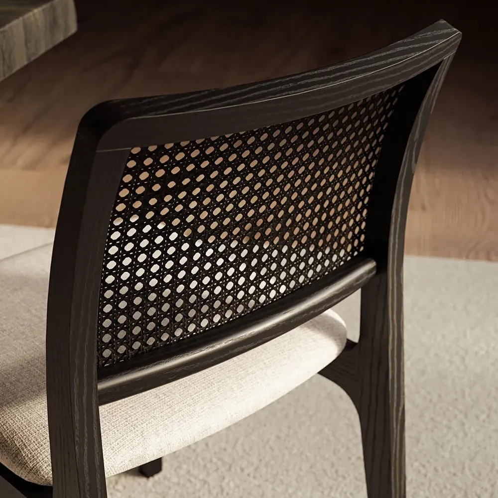 Mina Cane Dining Chair - Black, Tauari Wood