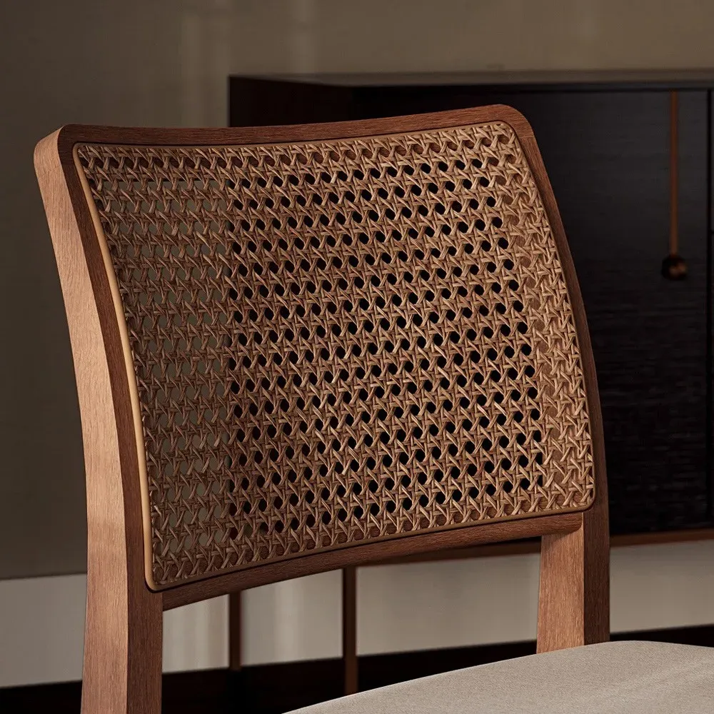 Mina Cane Dining Chair - Dark Brown, Tauari Wood