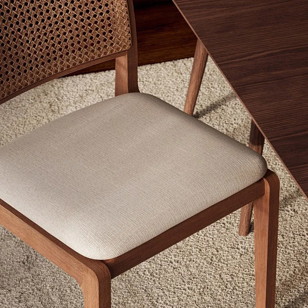 Mina Cane Dining Chair - Dark Brown, Tauari Wood