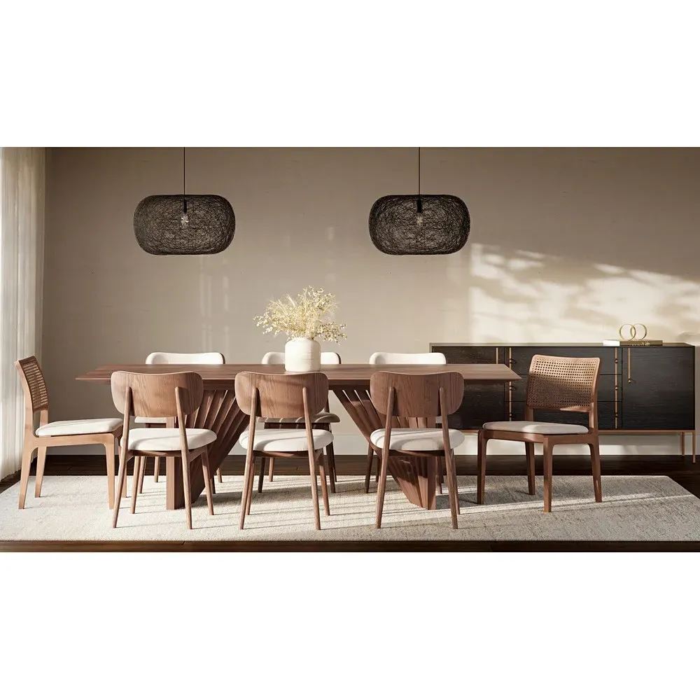 Mina Cane Dining Chair - Dark Brown, Tauari Wood