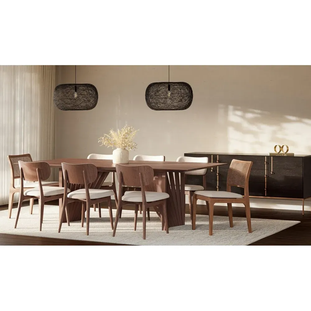 Mina Cane Dining Chair - Dark Brown, Tauari Wood