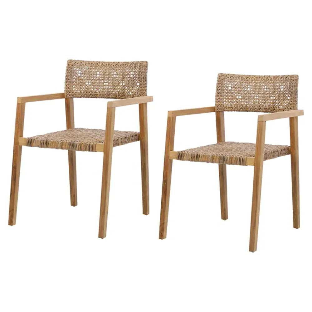 Mina Outdoor Dining Chair Set of 2 - Brown, Teak