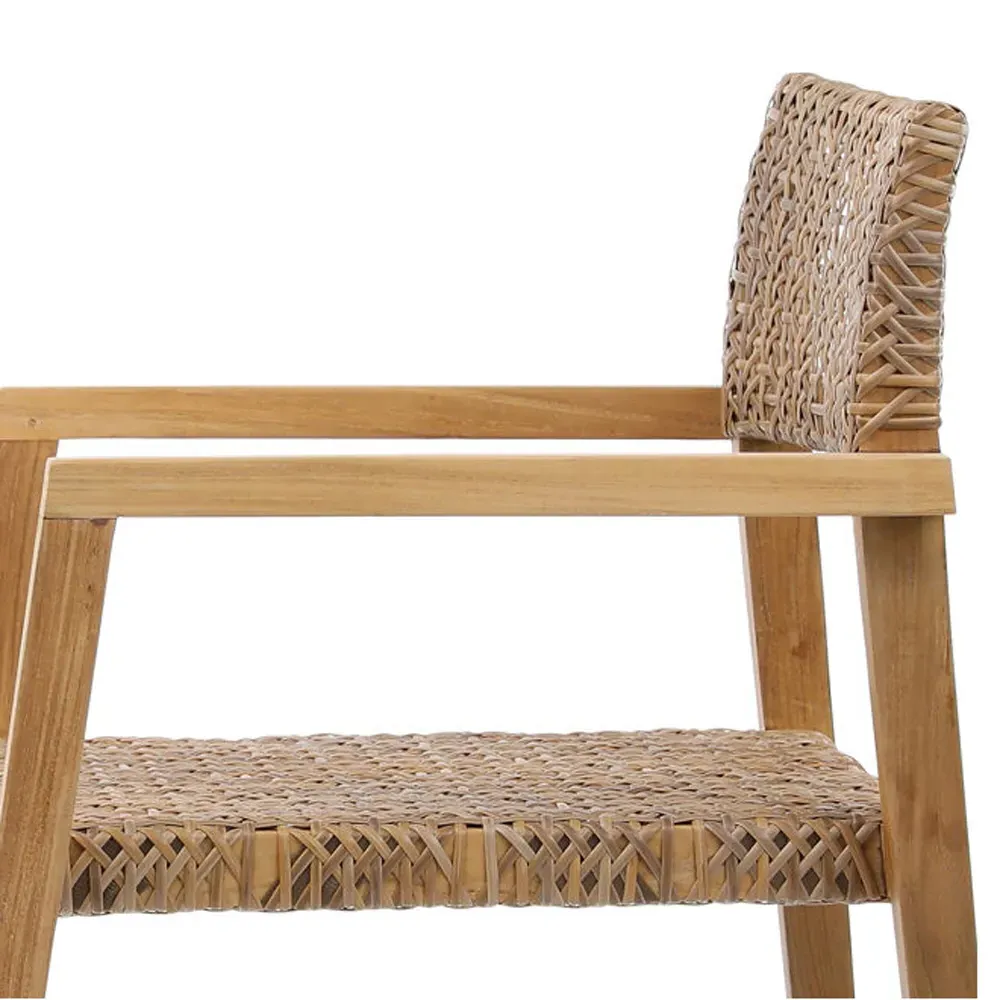 Mina Outdoor Dining Chair Set of 2 - Brown, Teak