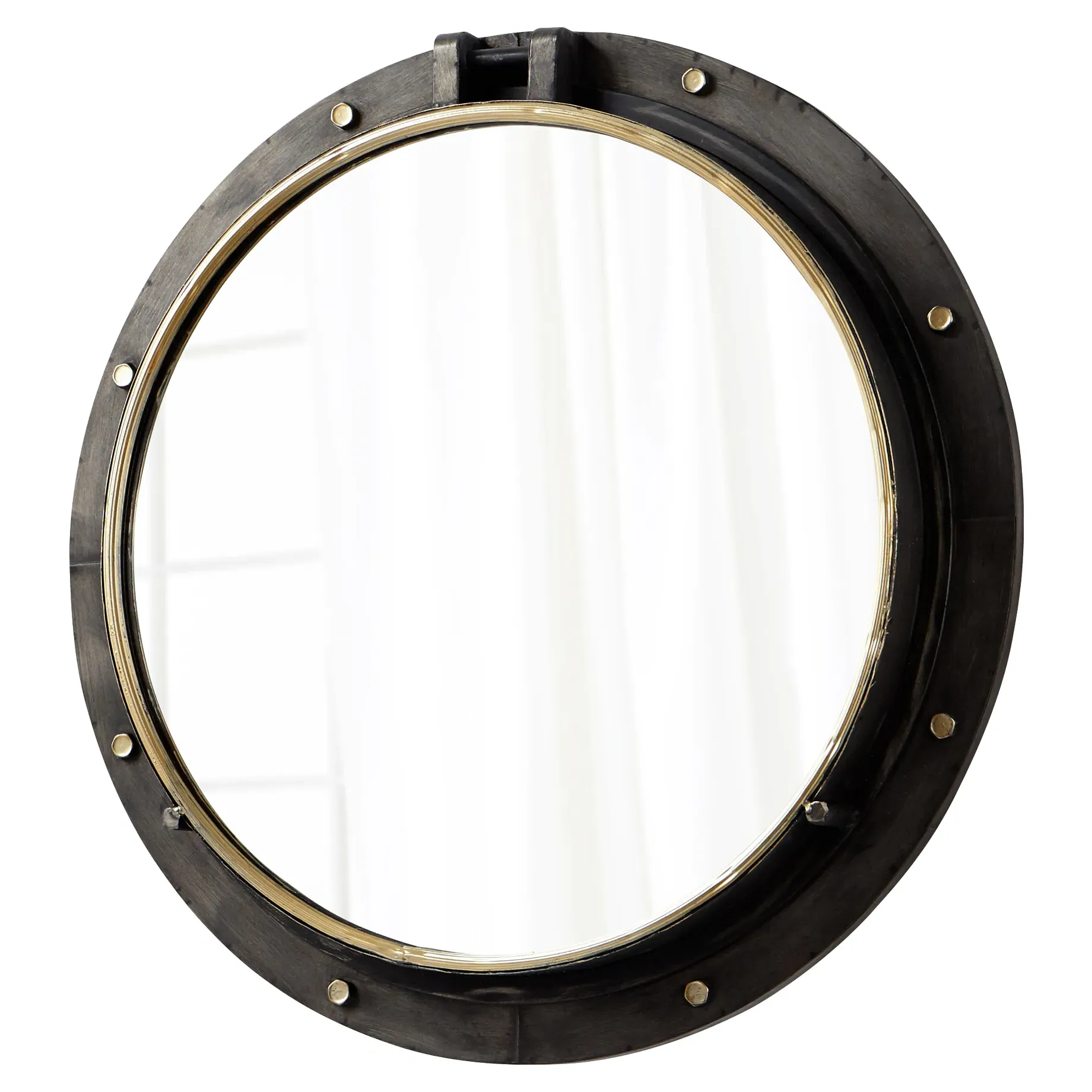 Mina Round Barrel Wall Mirror - Bronze Gold, Iron image