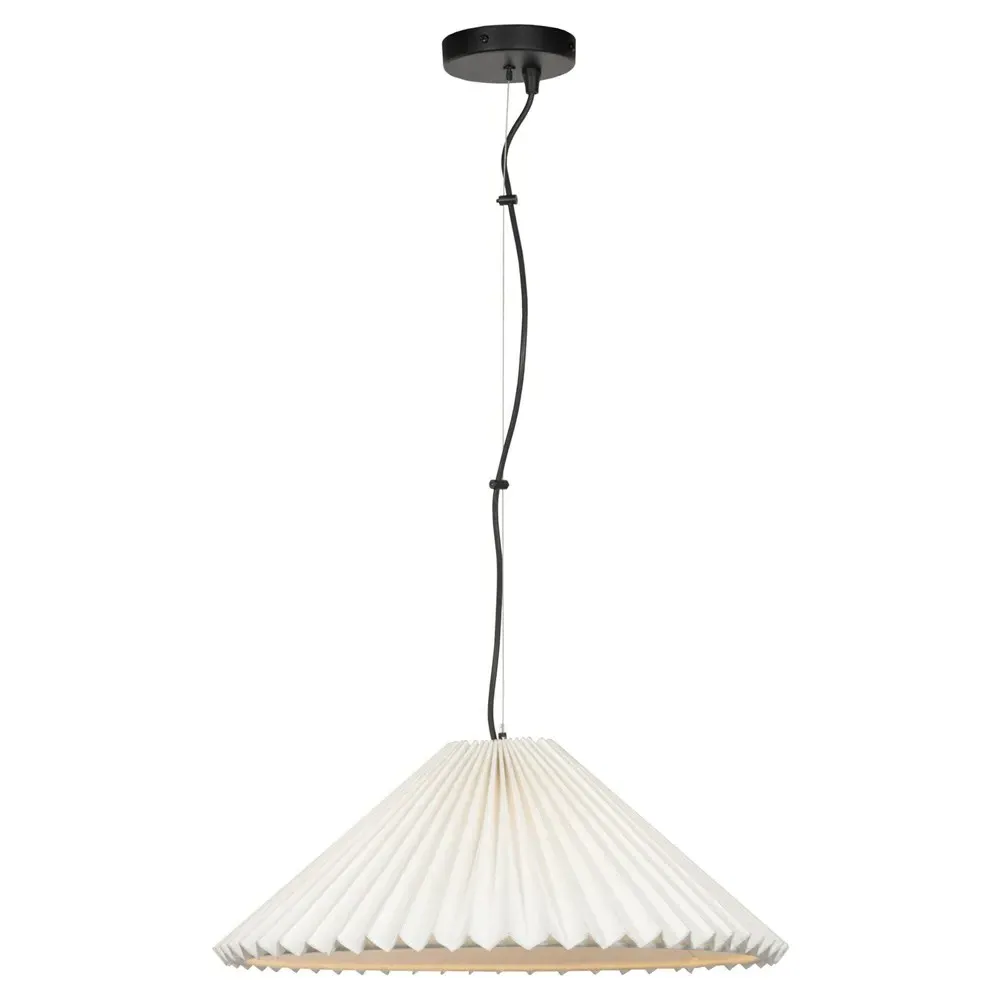 Minette French Country Pleated Cotton Shade Pendant - Cream