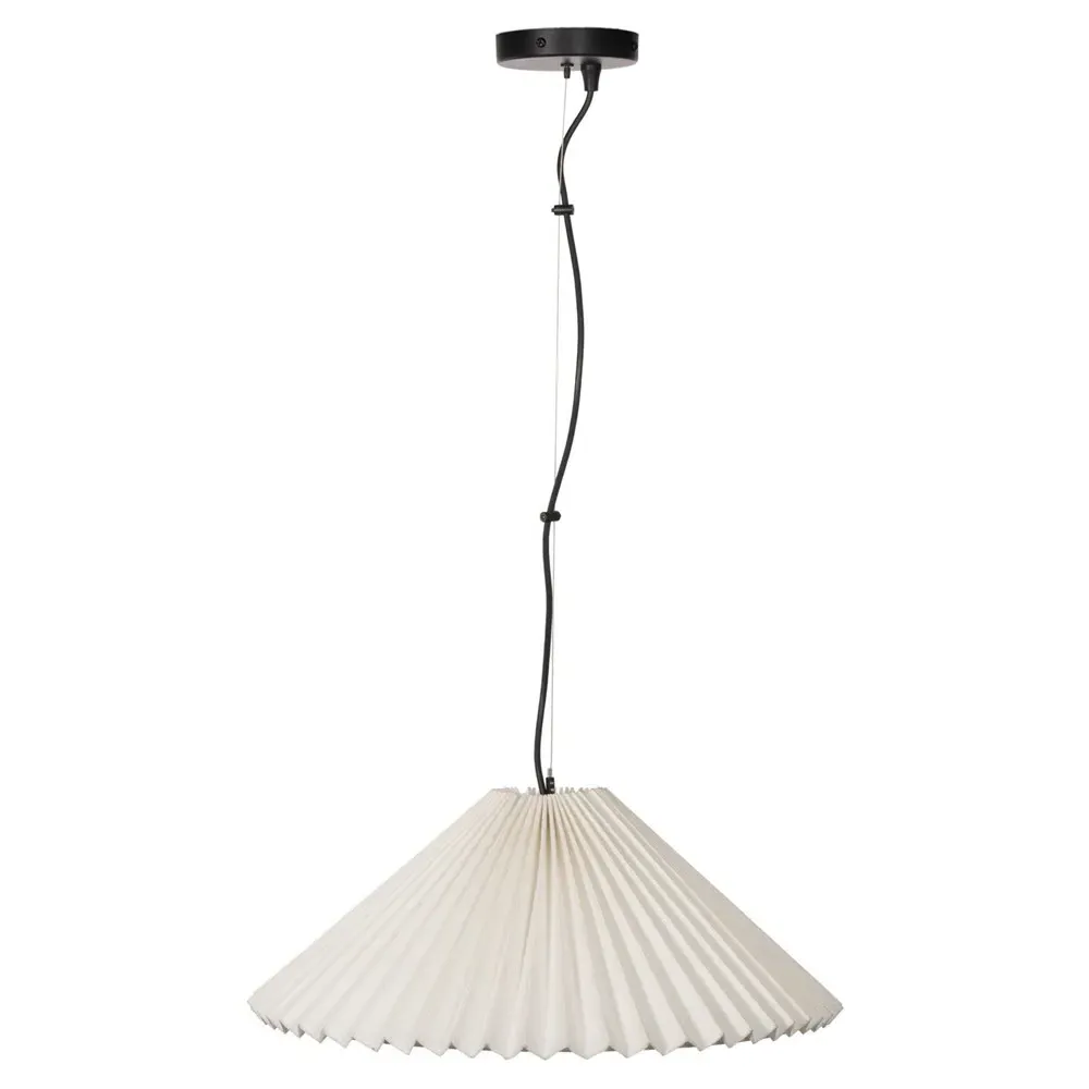 Minette French Country Pleated Cotton Shade Pendant - Cream