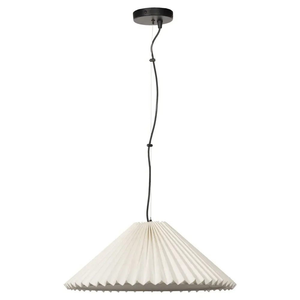 Minette French Country Pleated Cotton Shade Pendant - Cream
