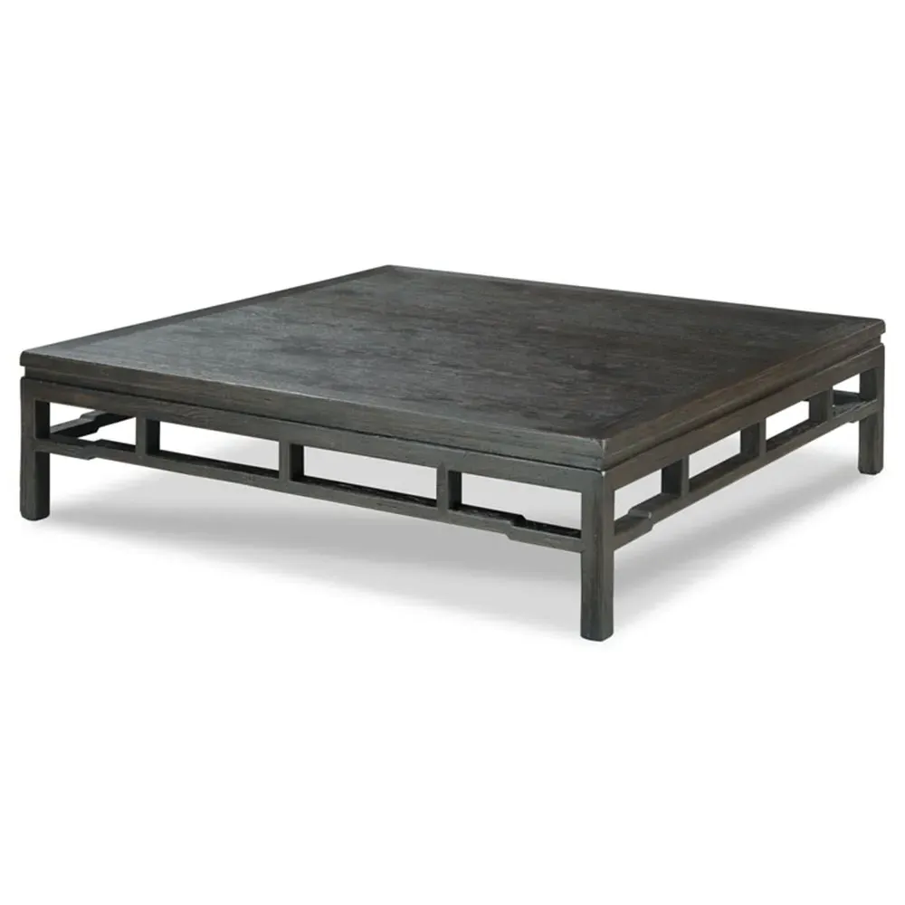 Ming Large Square Coffee Table - Worn Black, Oak