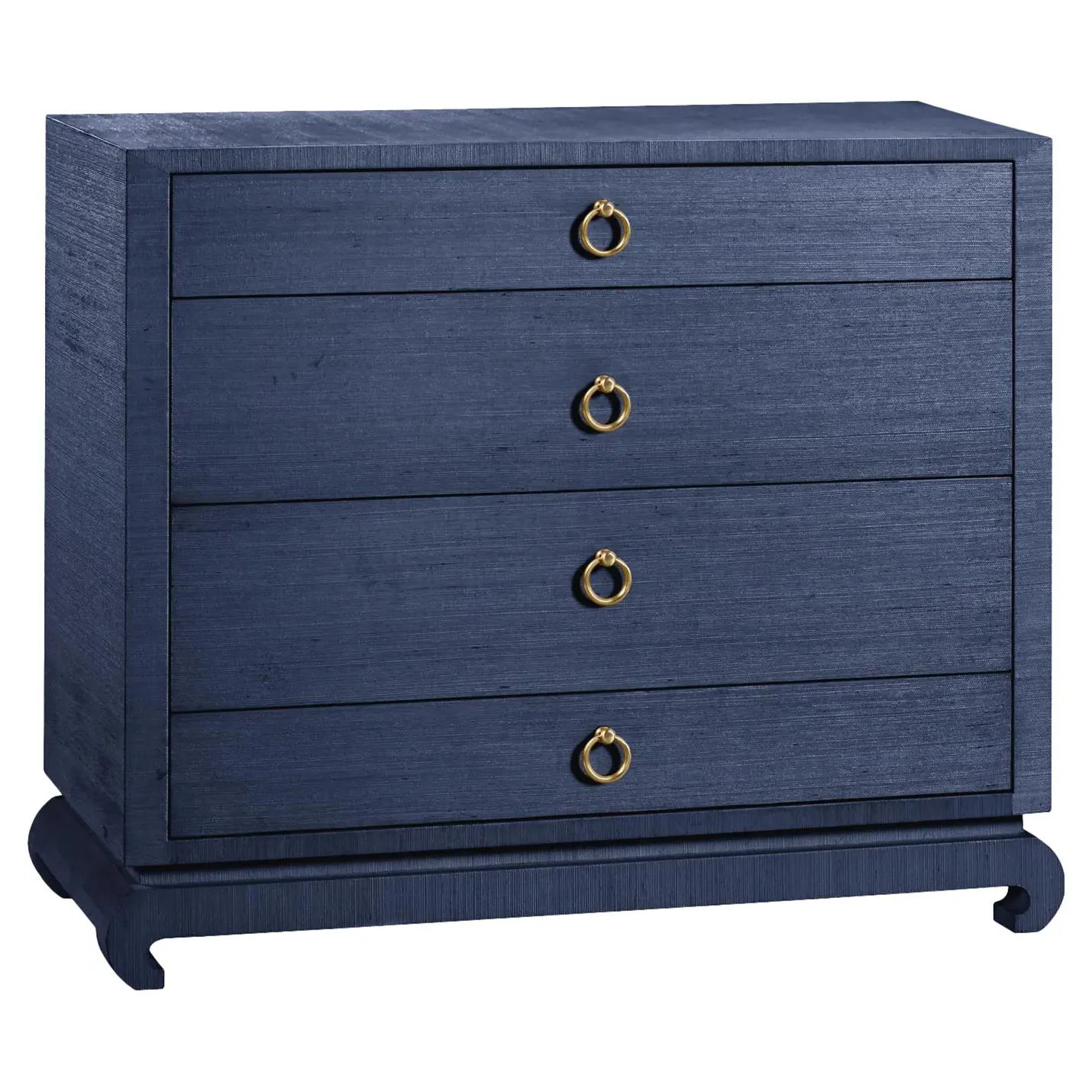 Ming Regency 4-Drawer Dresser with Chow Feet - Navy Blue, Grasscloth image