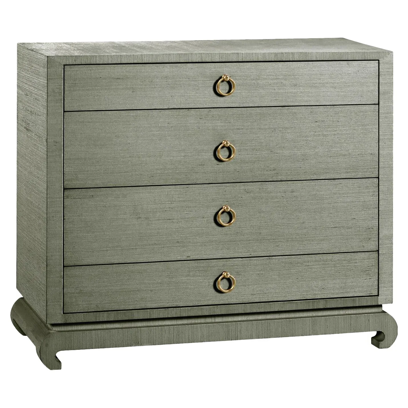 Ming Regency 4-Drawer Dresser with Chow Feet - Sage Green, Grasscloth
