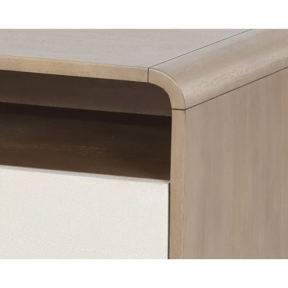 Minhee Nightstand with Soft Close Drawers - Cream, Acacia