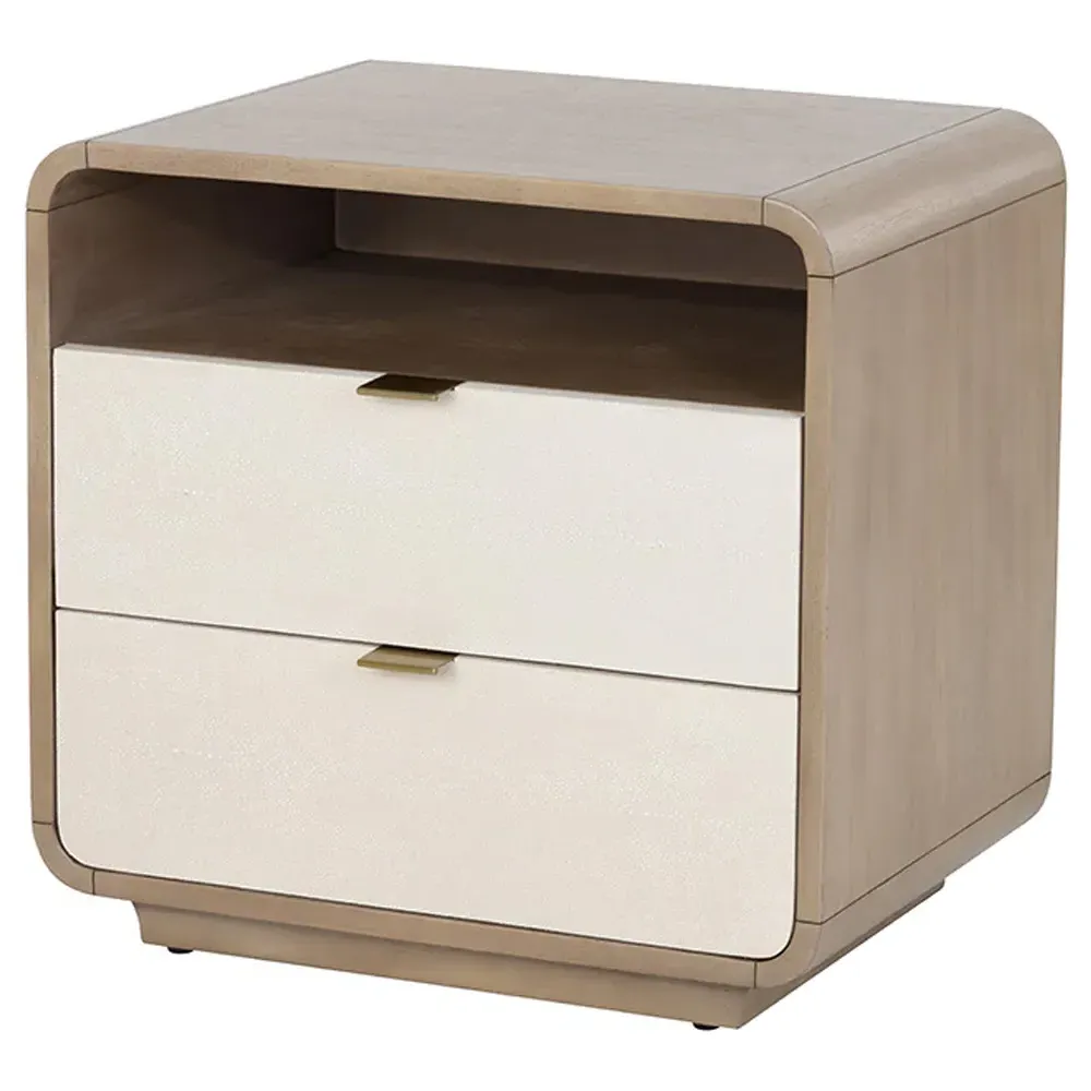 Minhee Nightstand with Soft Close Drawers - Cream, Acacia image