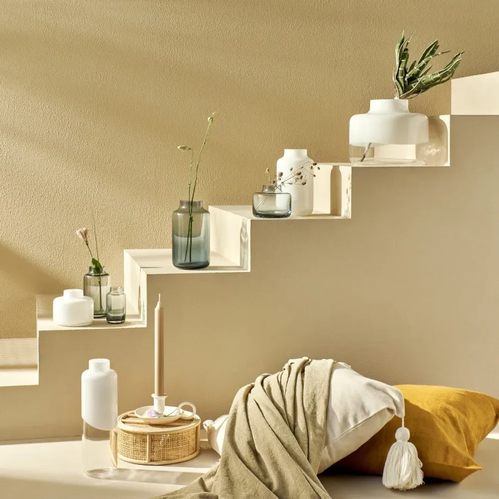 Mini Magnolia Wide Vase - Steel Blue, Crystal