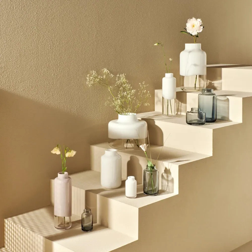 Mini Magnolia Wide Vase - Steel Blue, Crystal