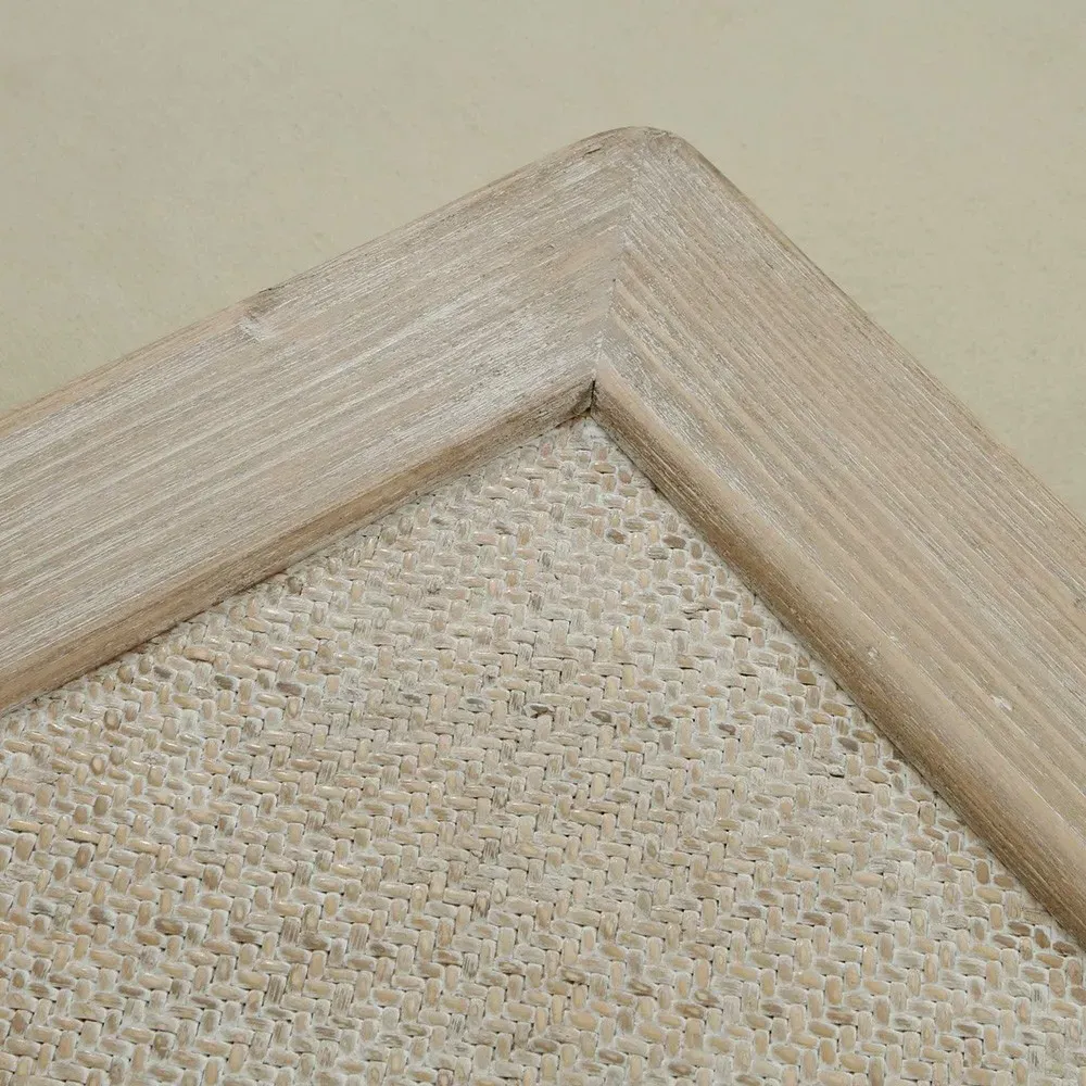 Minnie Rectangular Coffee Table with Rattan - White, Pine Wood